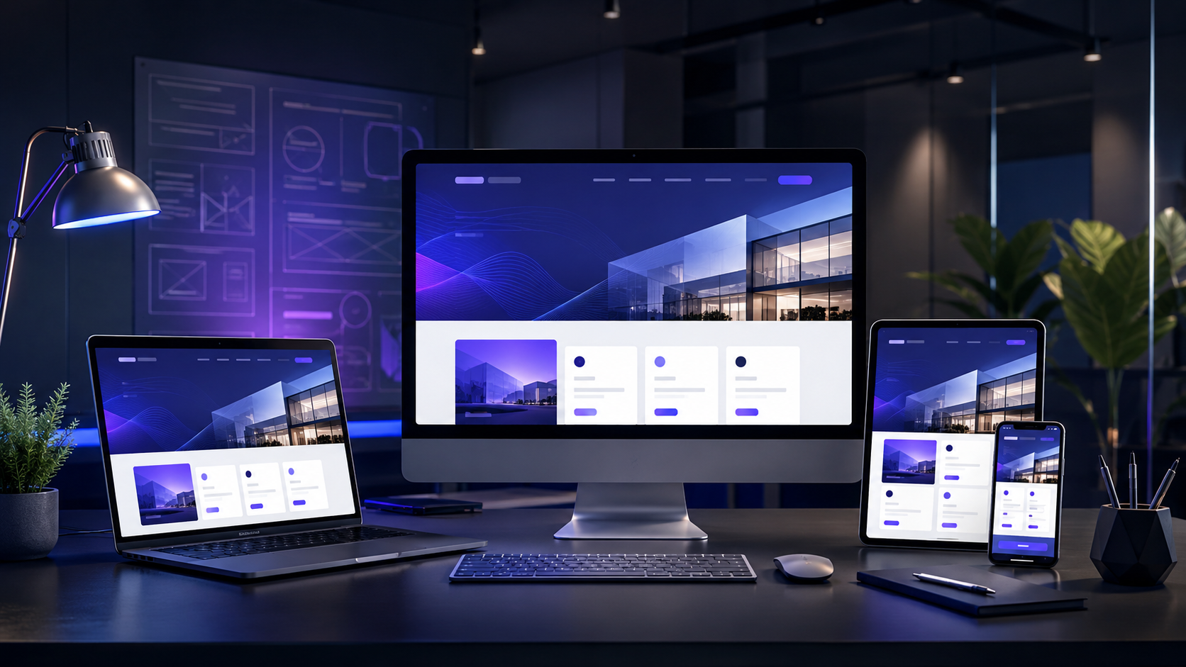 Professionelles responsives Webdesign auf Desktop, Tablet und Smartphone